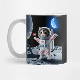 Astronaut cat moon landing Mug